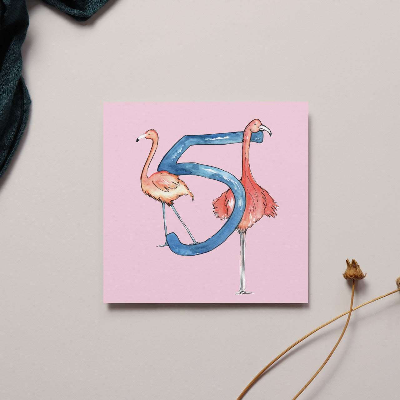 Five today Flamingo card