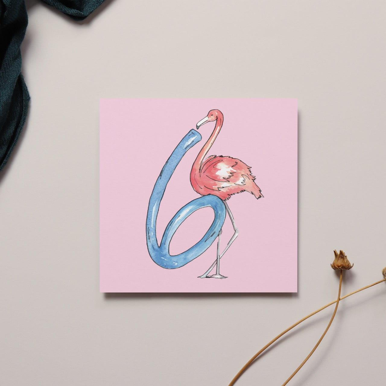 Six today Flamingo card