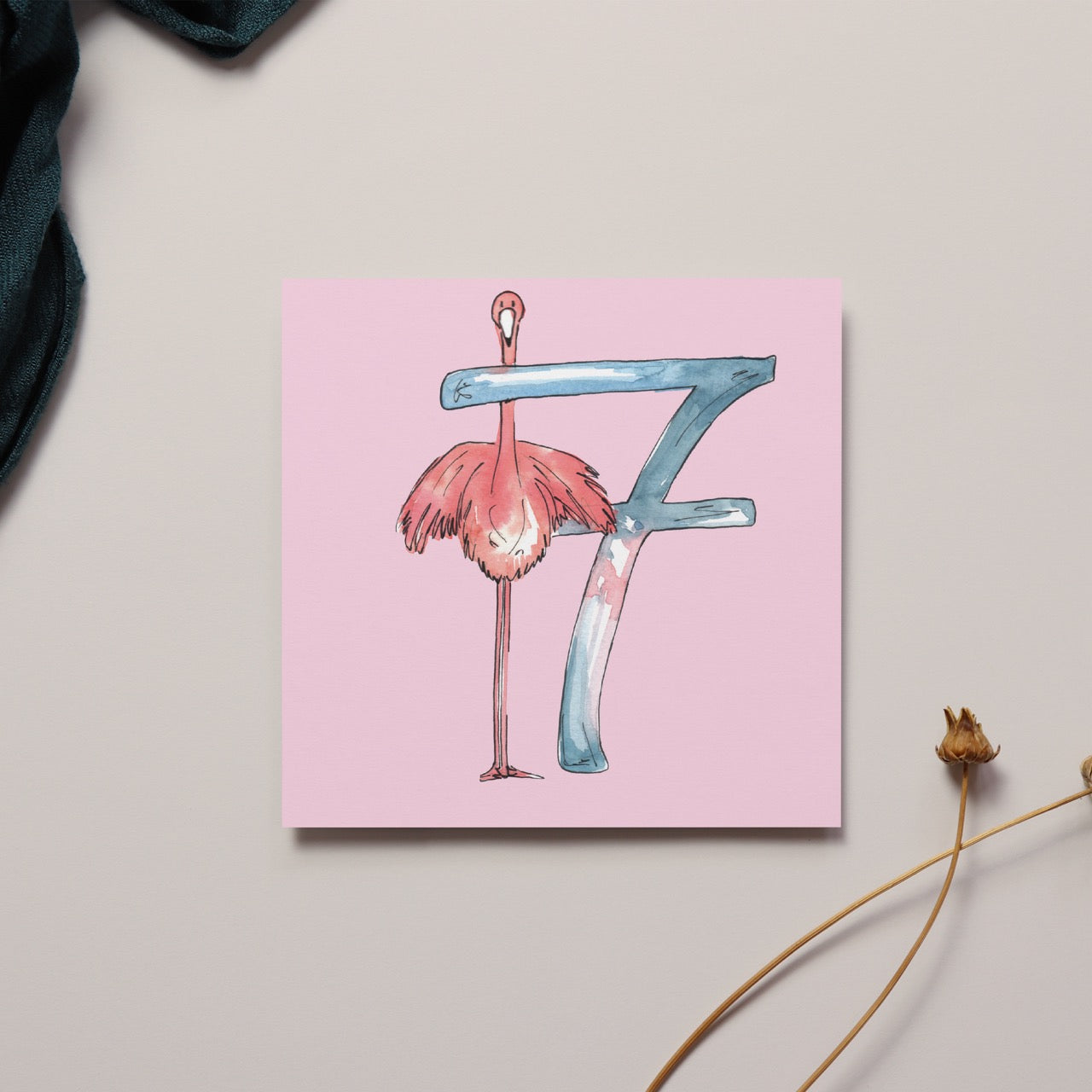 Seven today Flamingo card