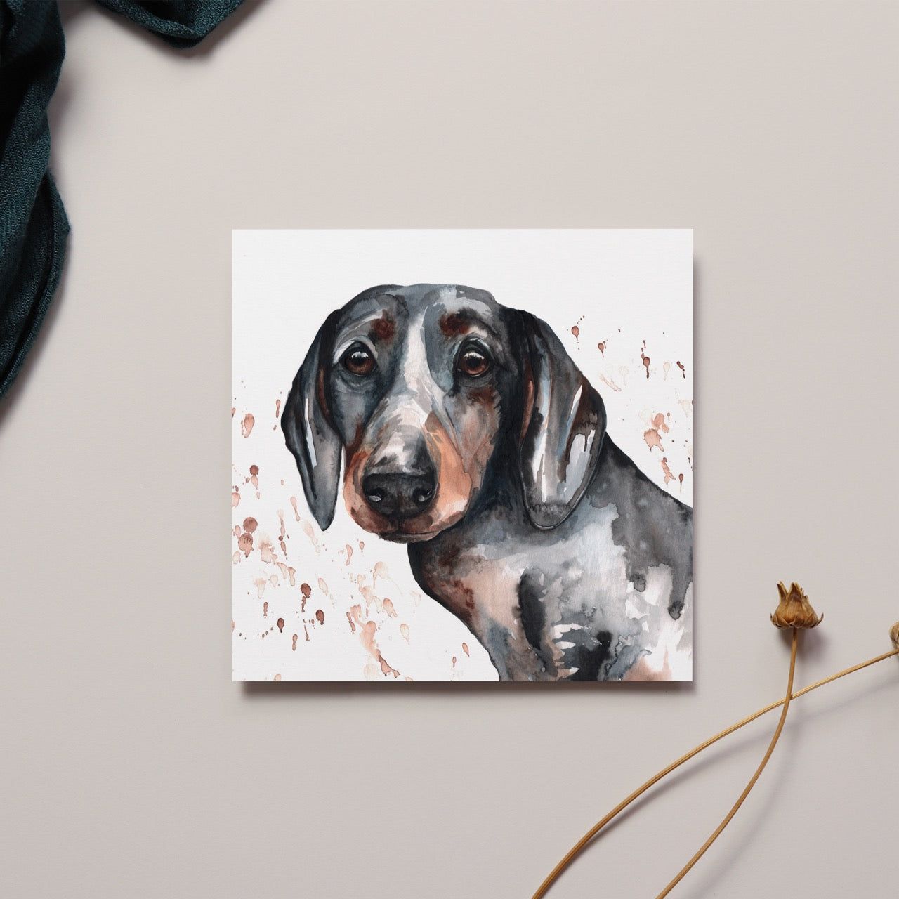 Daushund Dog Watercolour Design Card