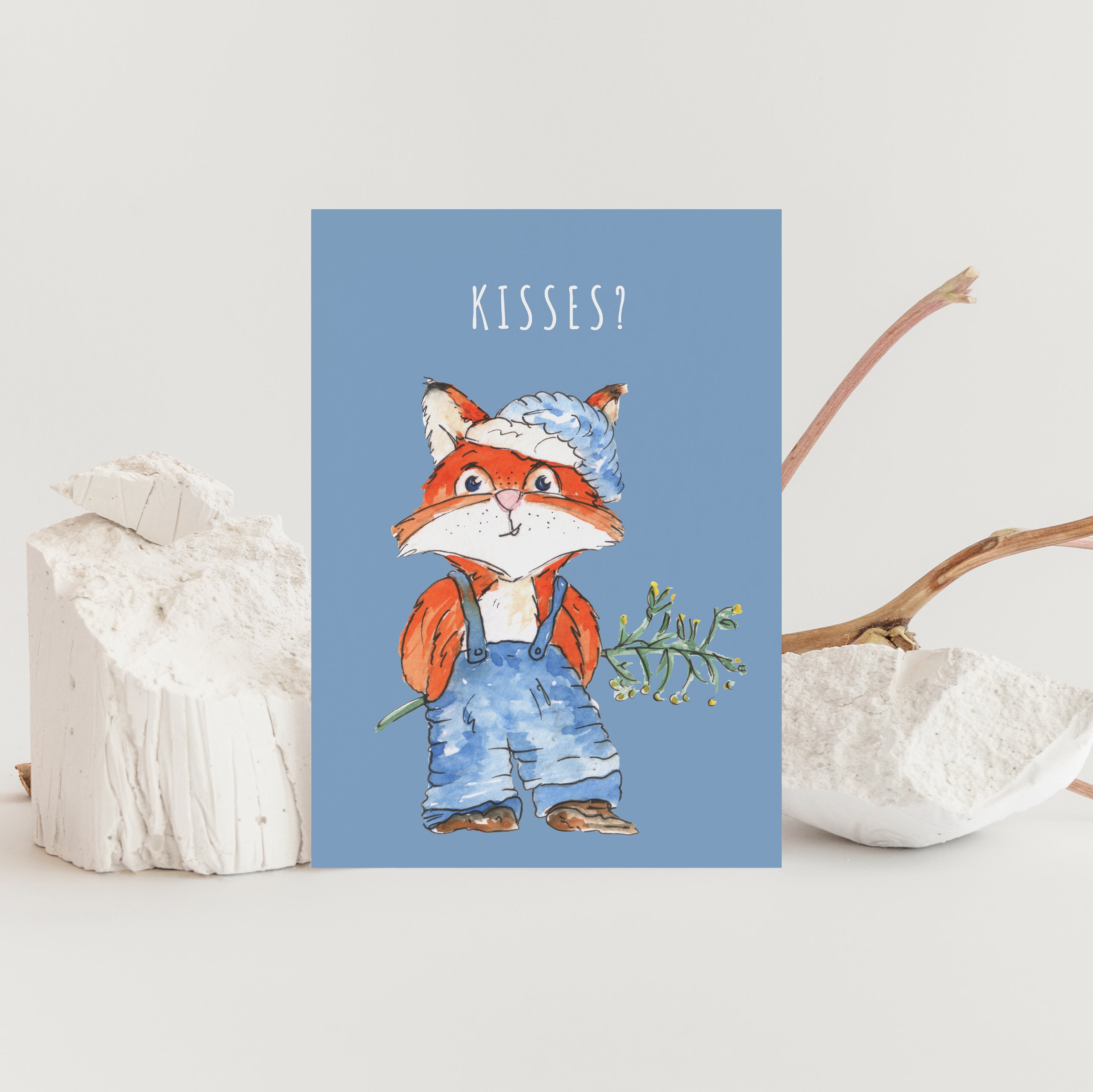 Kisses? Fox Christmas Greeting Card