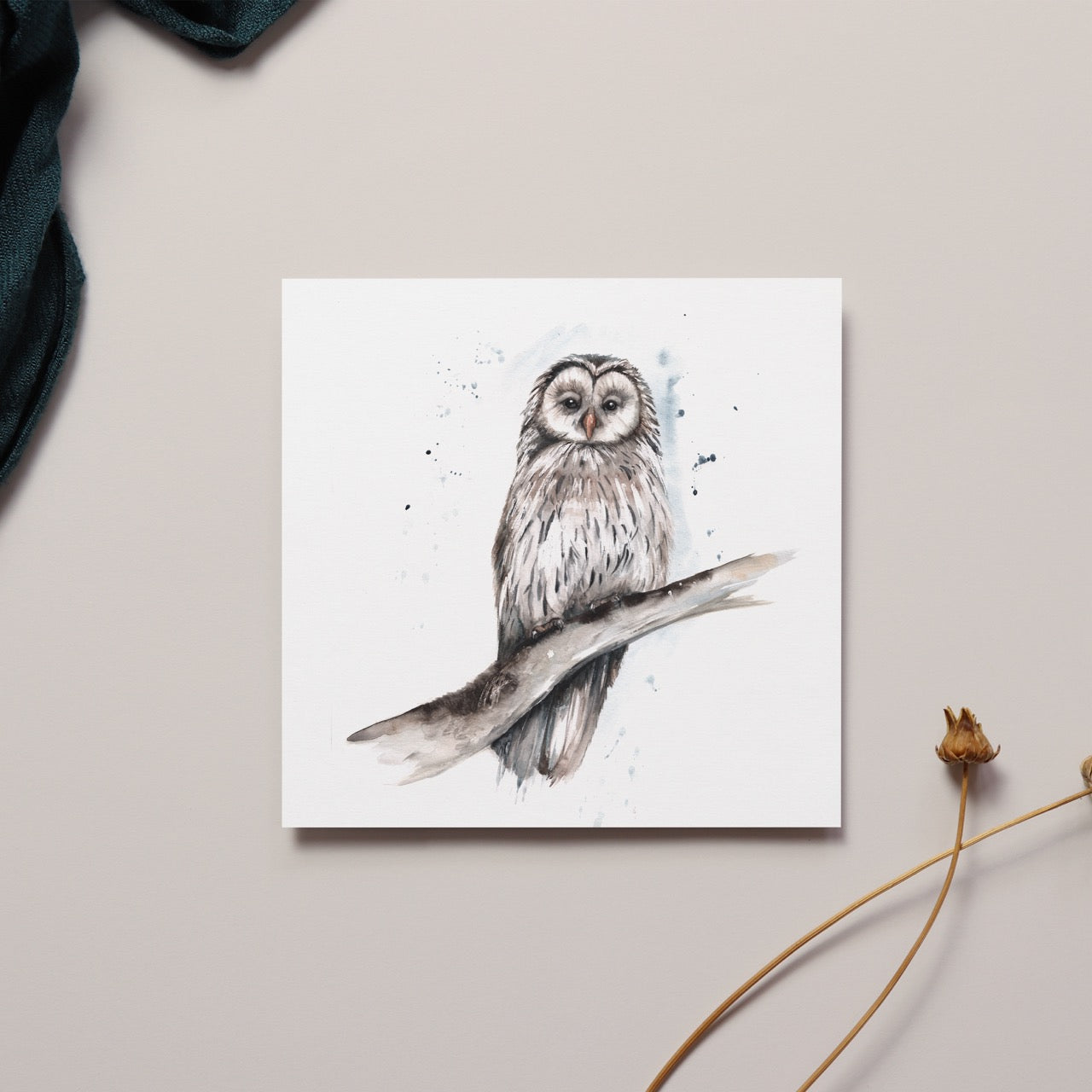 Urla Owl Watercolour Greeting Card