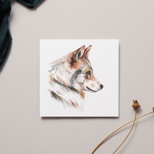 Wolf Watercolour Greeting Card