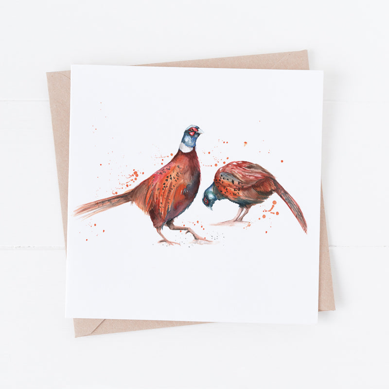 Pheasants Watercolour Card