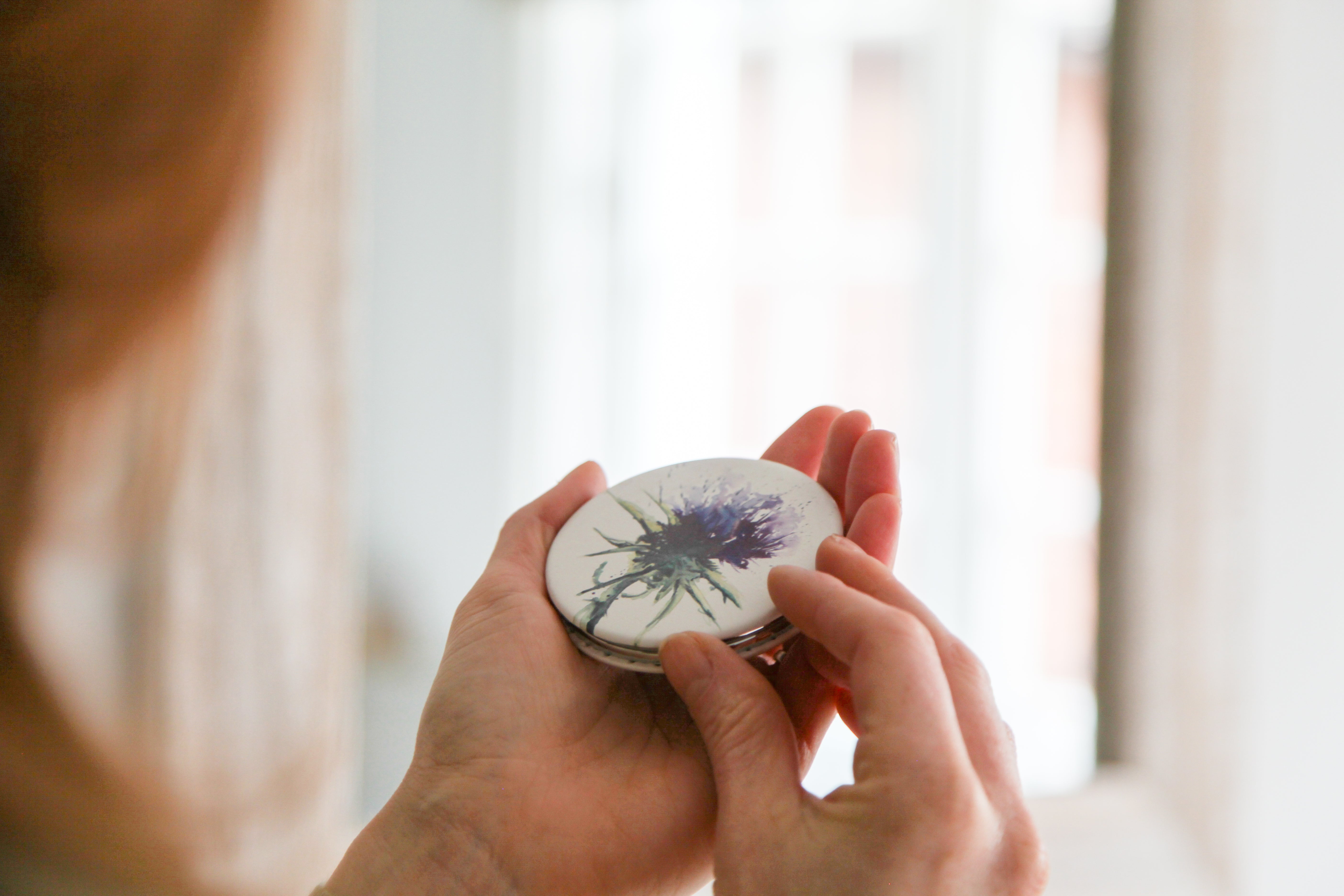 Thistle Design Watercolour Compact Mirror