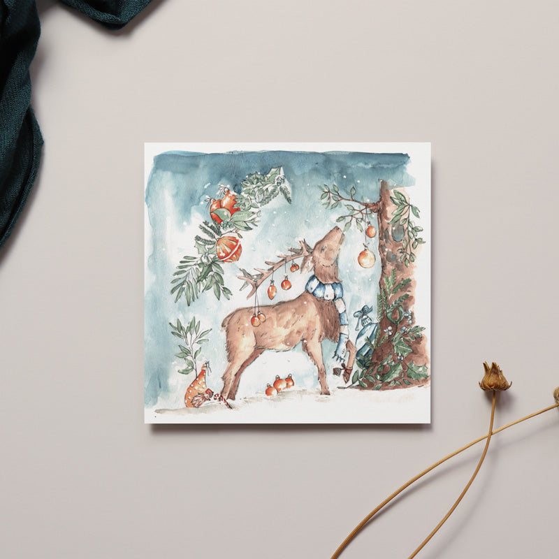 Deer in Snow Christmas Card