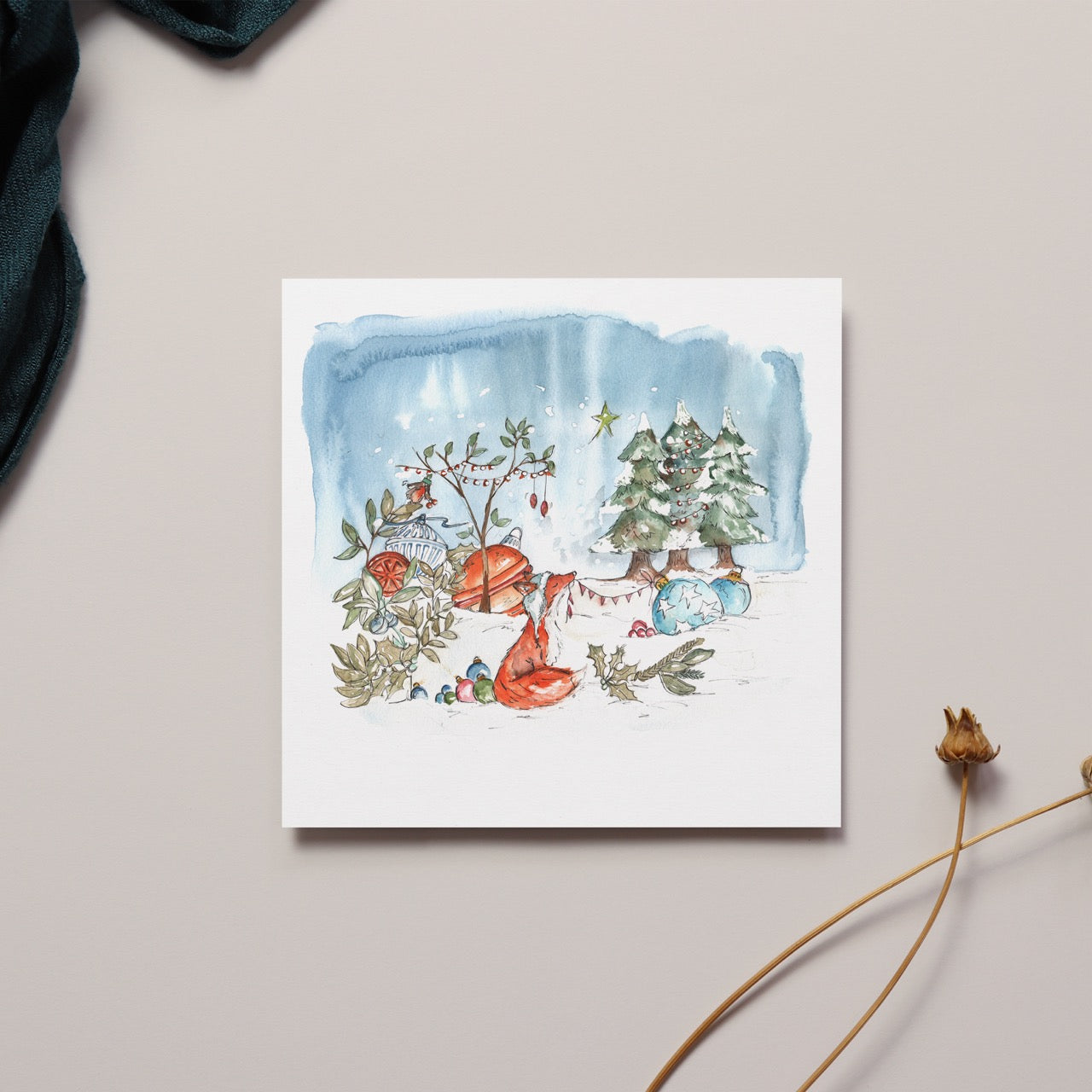 Fox in Snow Christmas Card