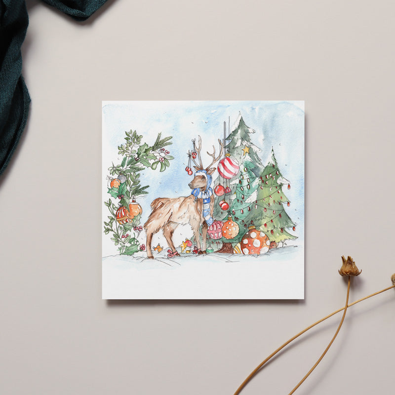 Deer in Snow Christmas Card