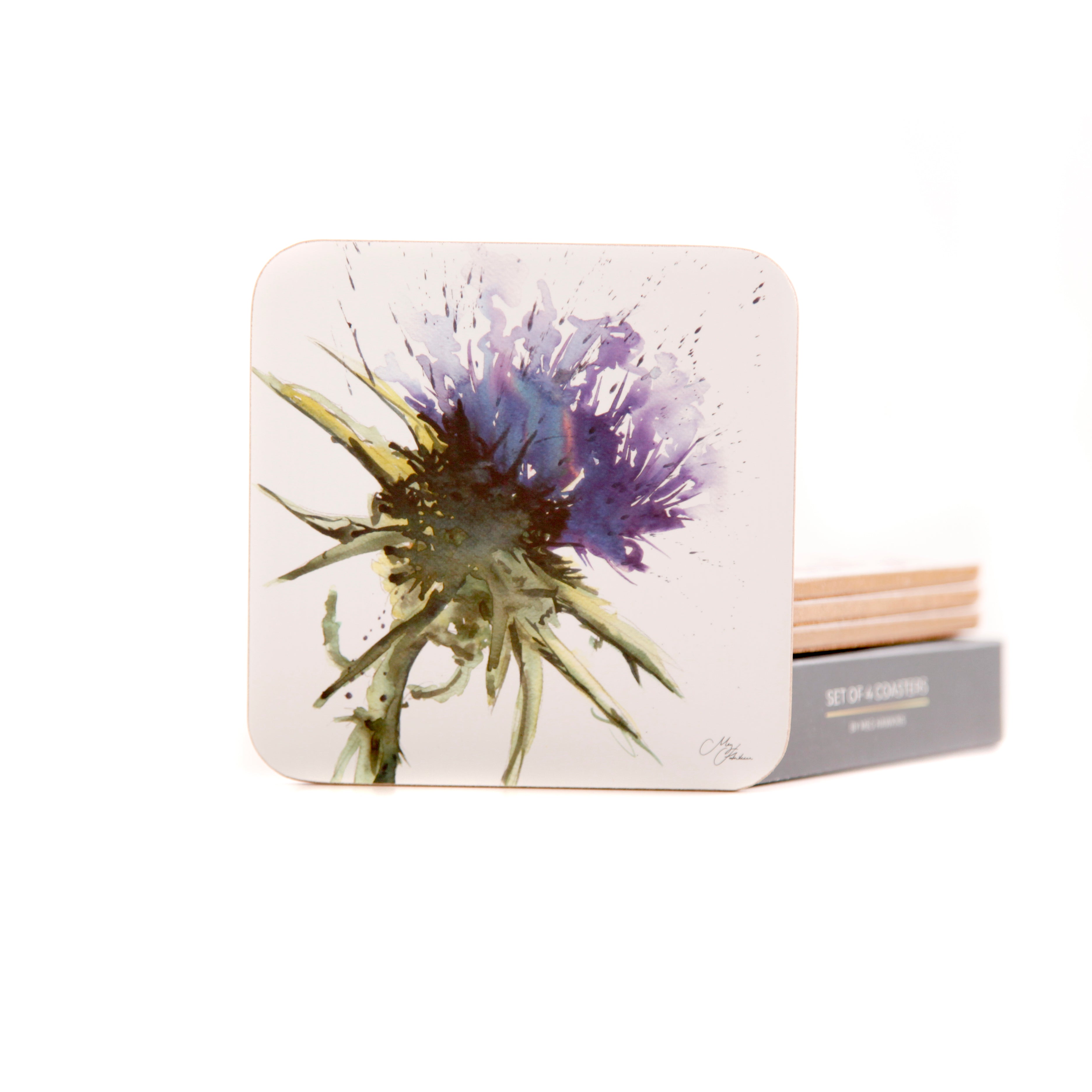 The Thistles -  Thistle Watercolour Design Coasters