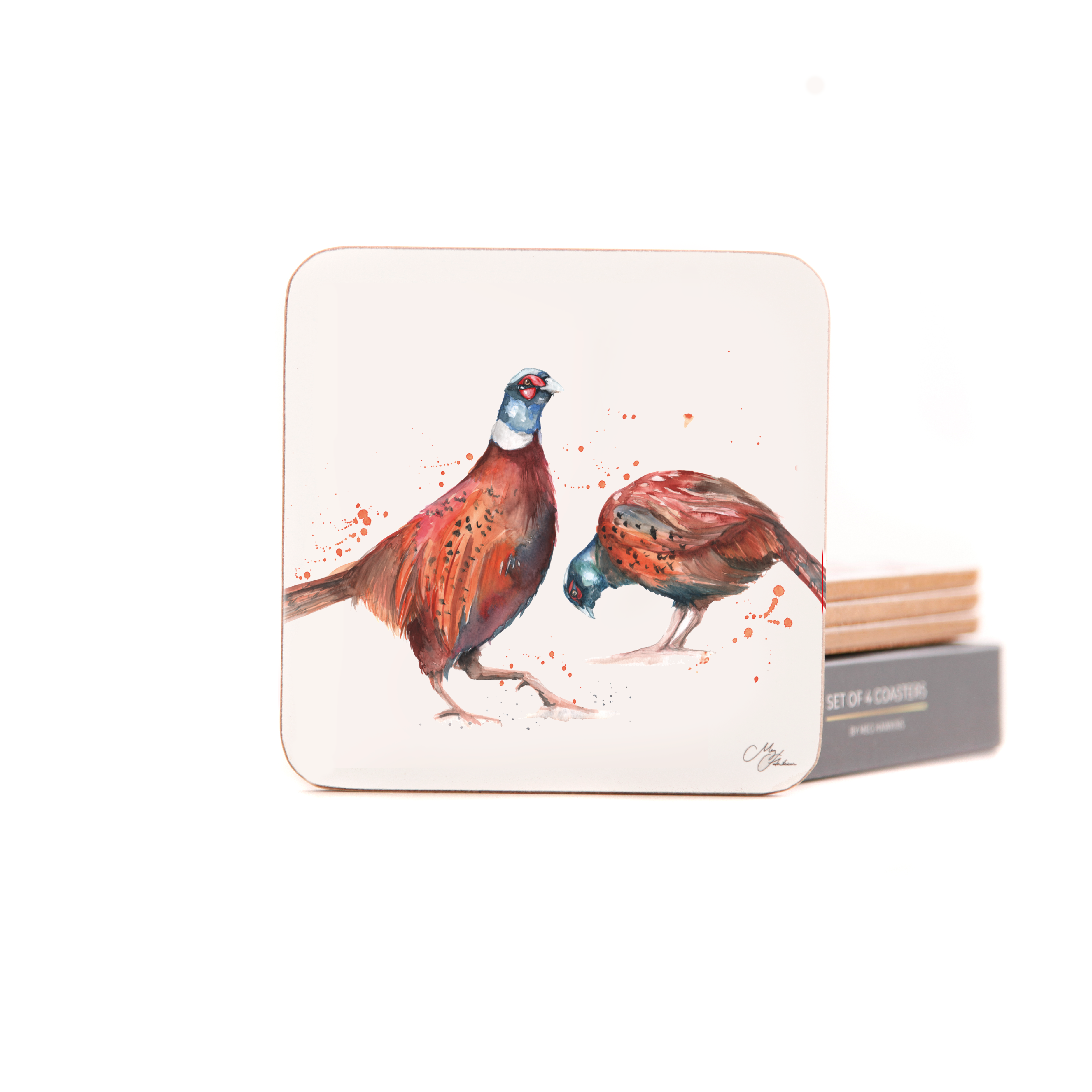 The Woodland -  Pheasant Watercolour Design Coasters