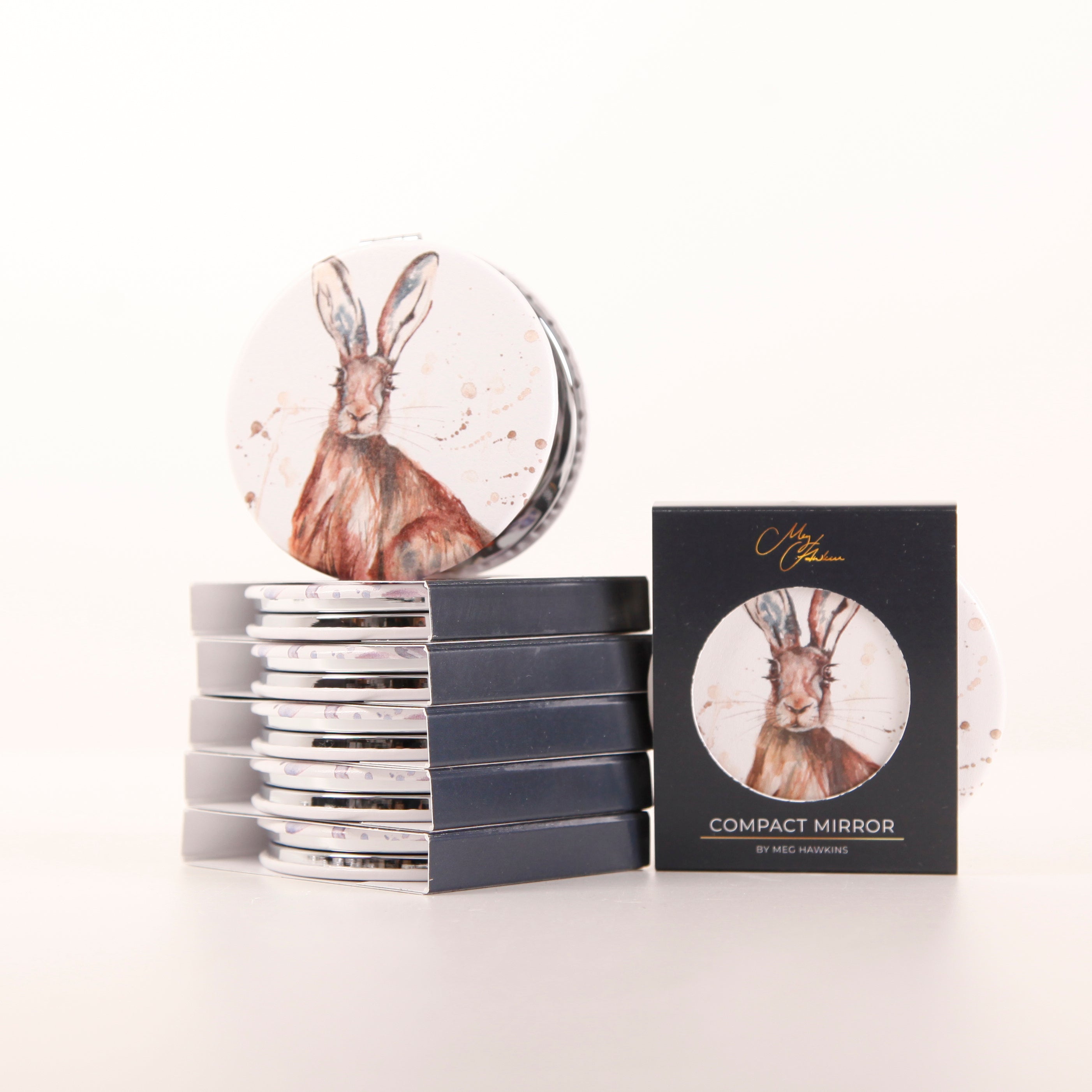 Hare Design Watercolour Compact Mirror