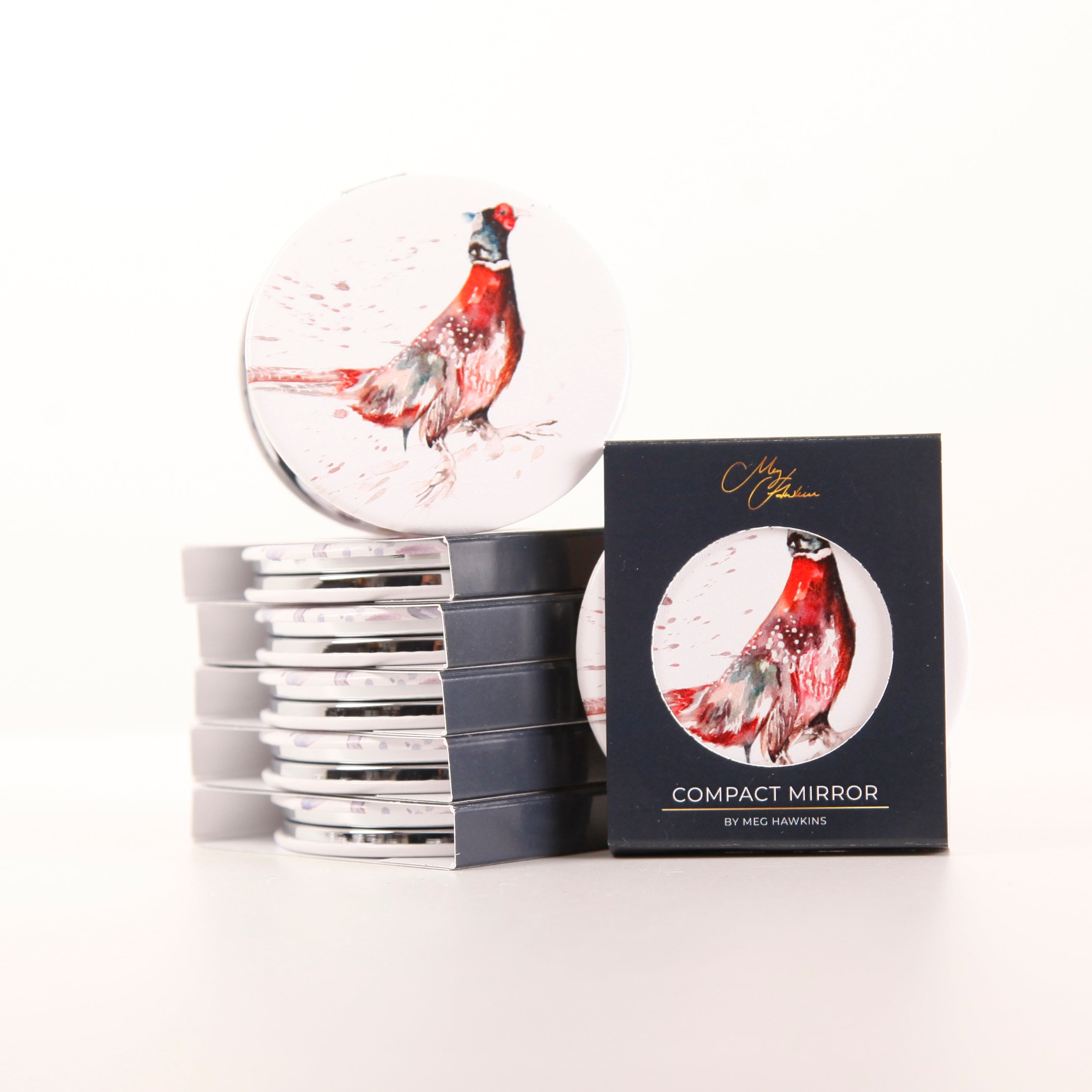 Pheasant Design Watercolour Compact Mirror