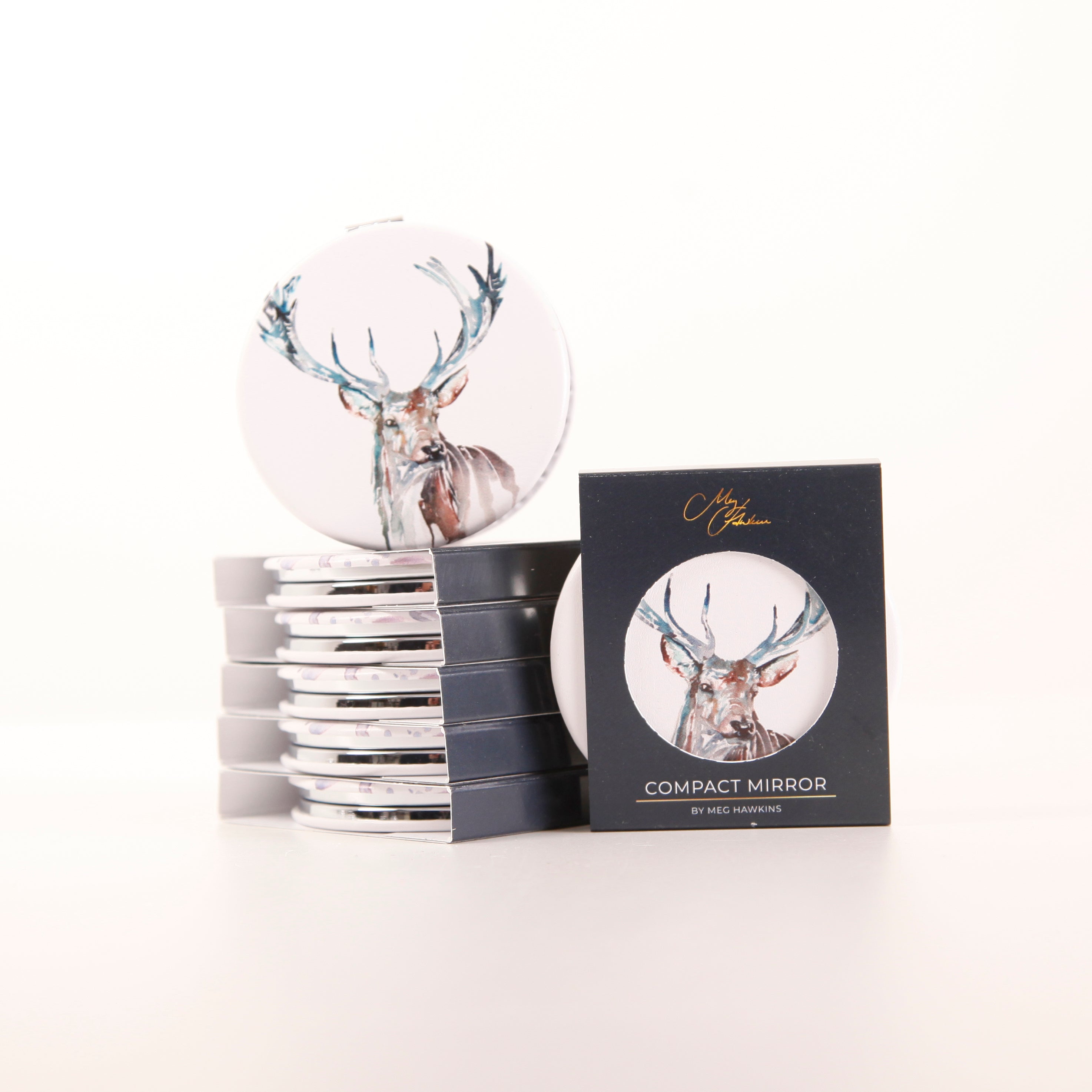 Stag Design Watercolour Compact Mirror