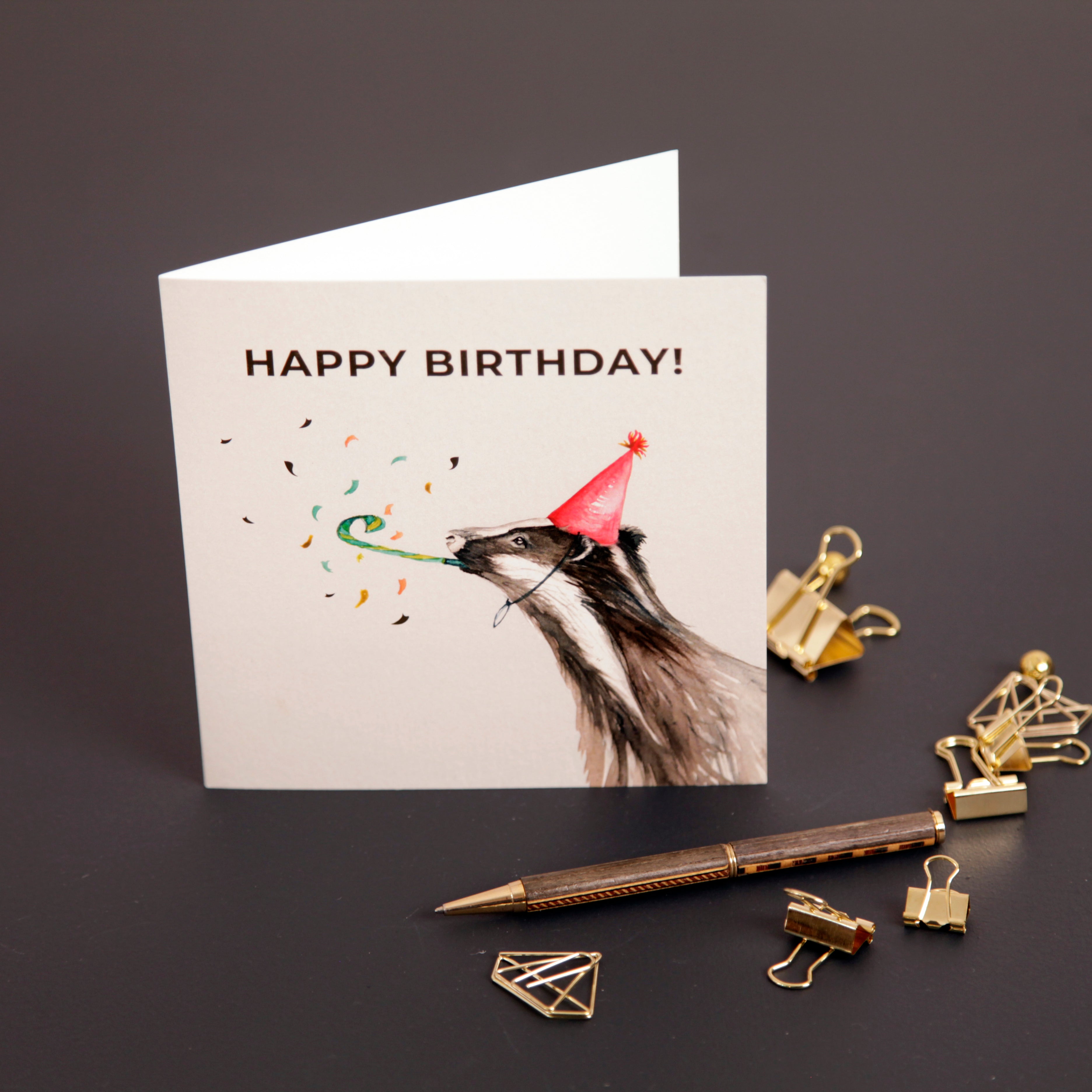 Badger Happy Birthday Design Greeting Card