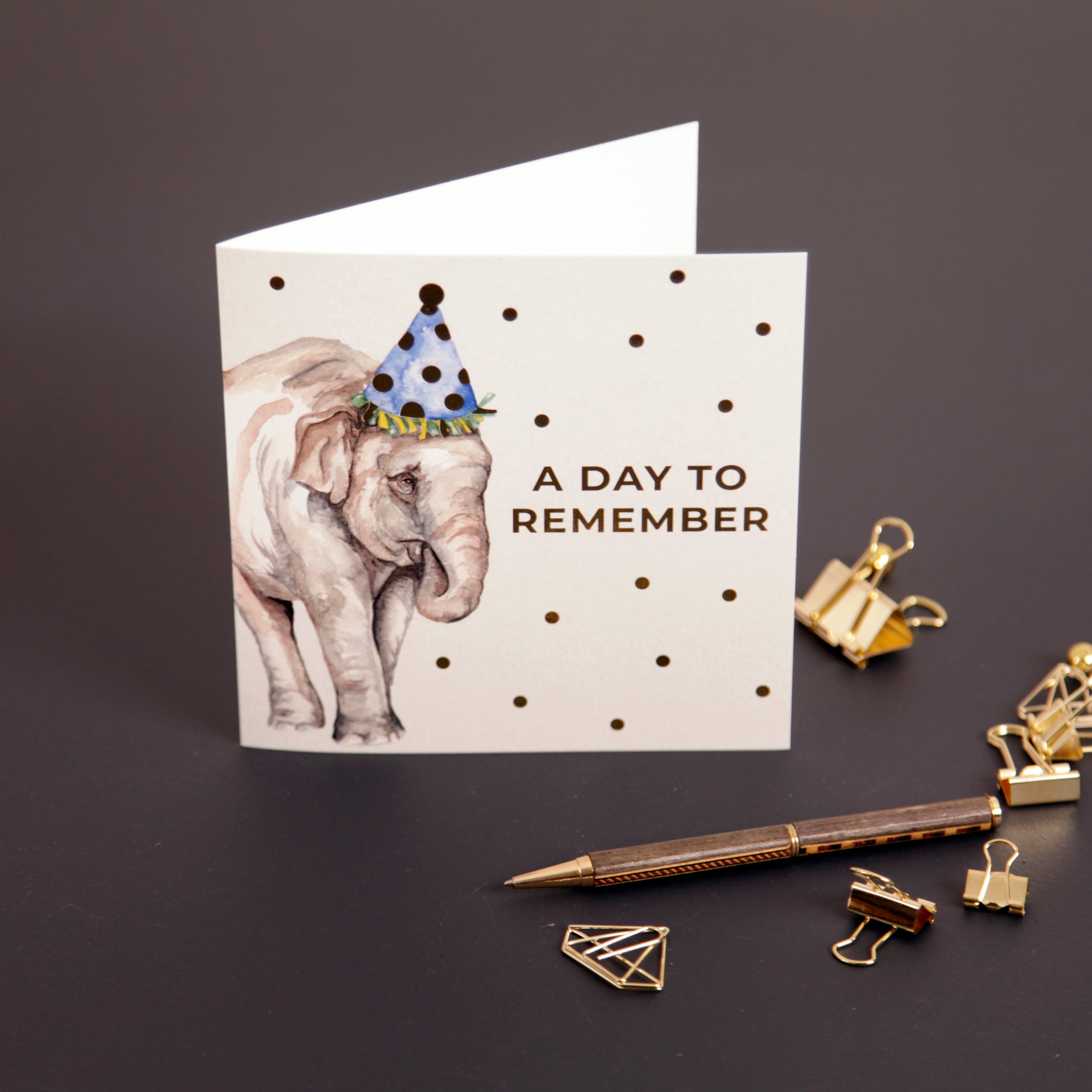 Elephant 'A Day To Remember' Design Greeting Card