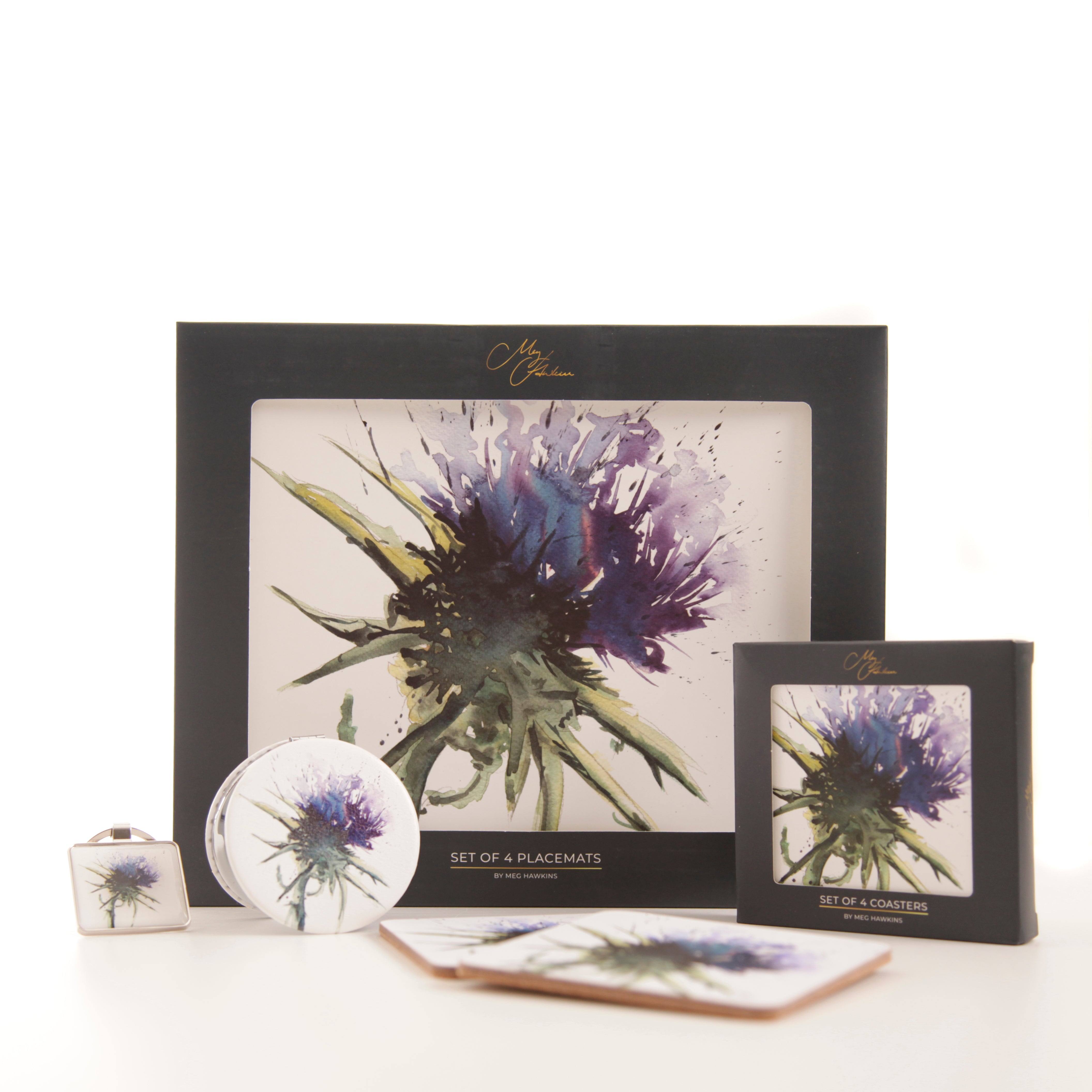 The Thistles -  Thistle Watercolour Design Coasters