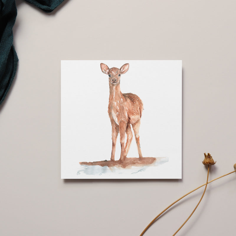 Stag Fawn Watercolour Design Card