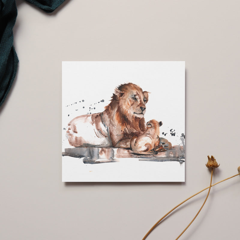 Lion and Cub Greeting Card