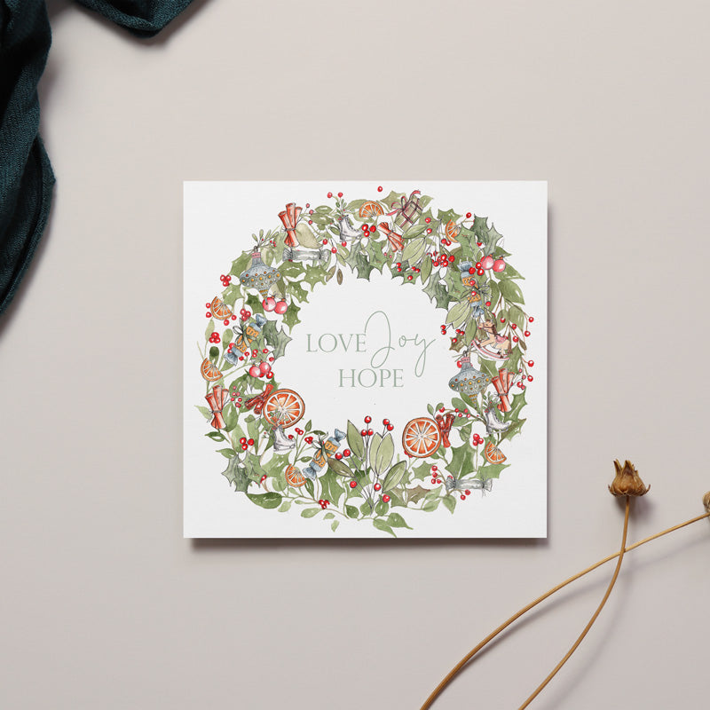 LOVE JOY AND XMAS Festive Christmas Card